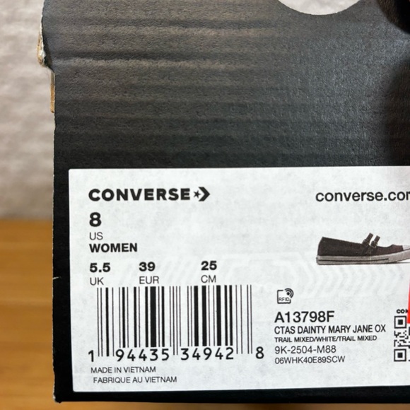 Converse Women's CTAS Dainty Mary Jane Shoes A13798F Size 8 Trail Mixed Purple - Picture 3 of 8